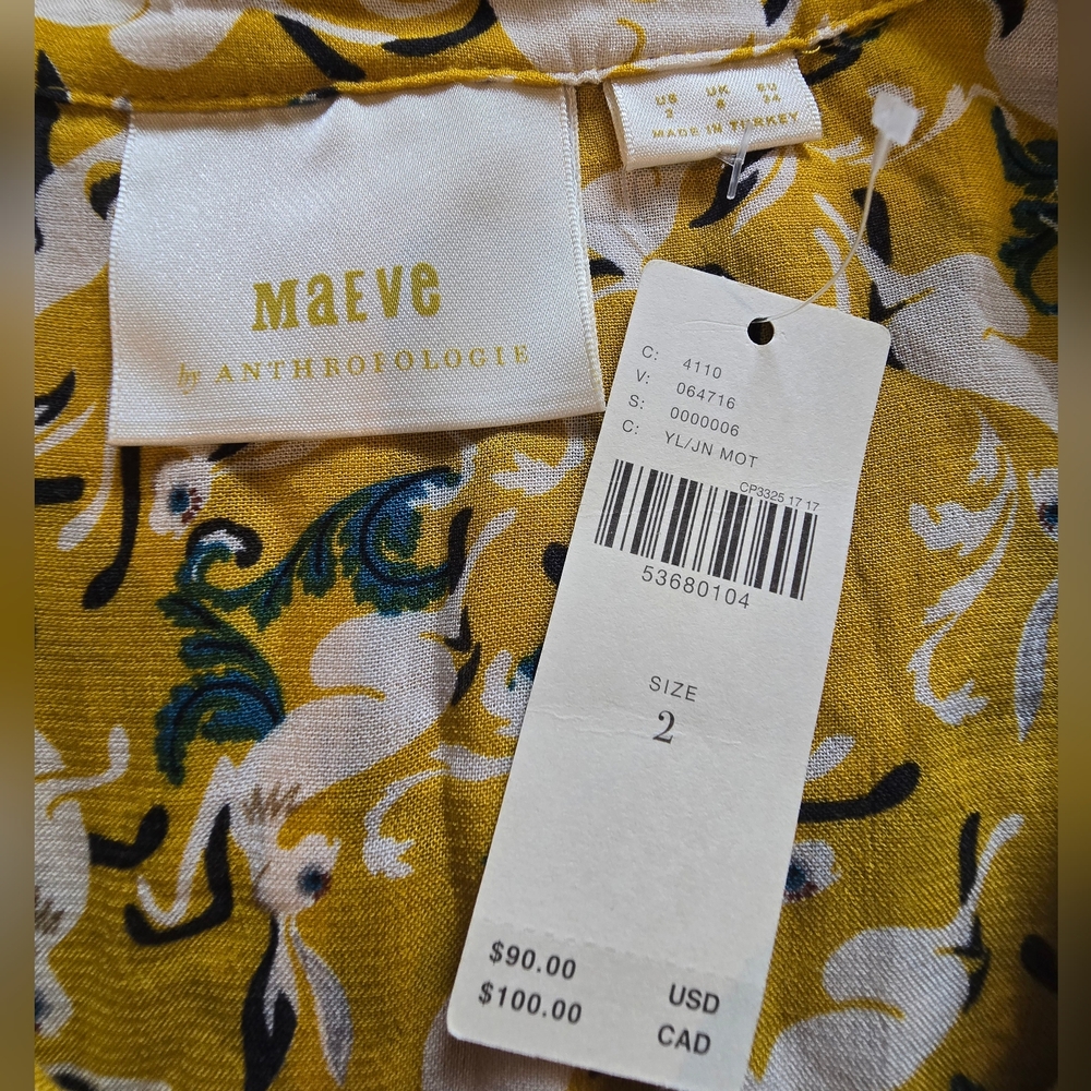 Maeve Janie Flounced Peasant Blouse Size 2 - Picture 4 of 10